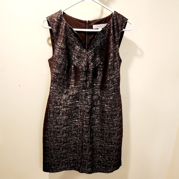 LOFT Dresses & Skirts - LOFT Metallic Brown Women's Sleeves Short Dress size 4
